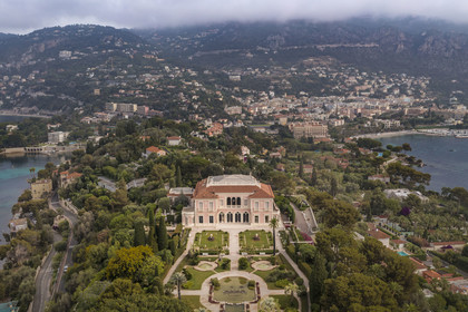 France, Alpes-Maritimes, Saint Jean Cap Ferrat, Villa and Gardens Ephrussi de Rothschild (aerial view)