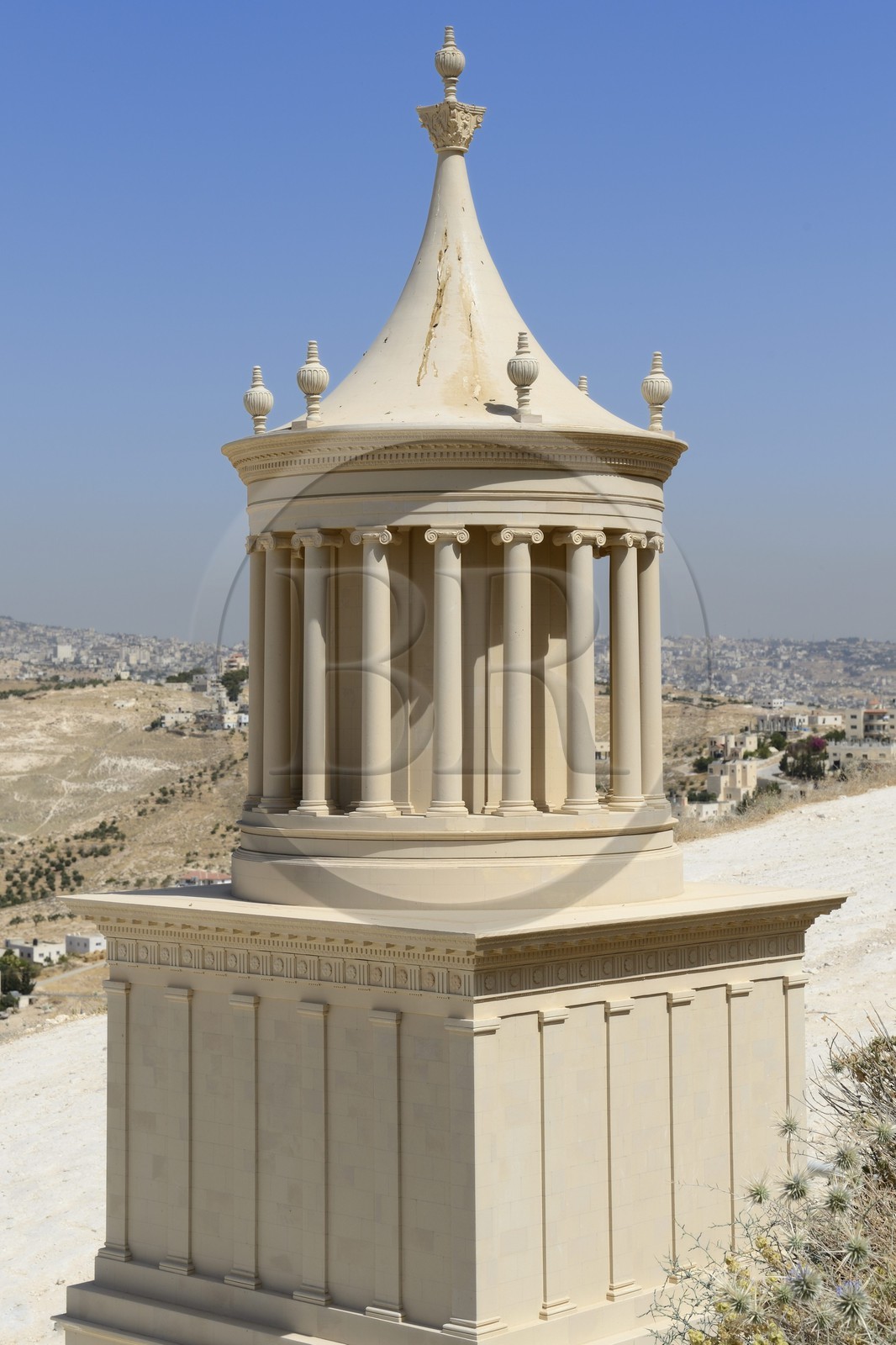 Israel, West Bank, Herodium or Herodion is a volcano-like hill with a truncated cone with a a fortress and palace build by Herod the Great (Herodion National Park), alleged reconstitution in situ of the royal mausoleum Israel, West Bank, Herodium or Herodion is a volcano-like hill with a truncated cone with a a fortress and palace build by Herod the Great (Herodion National Park), alleged reconstitution in situ of the royal mausoleum