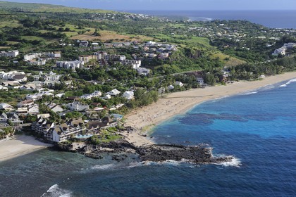 France, Reunion Island (French overseas department), Saint Paul, Boucan Canot beach, Boucan Canot luxury hotel (aerial view)