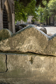 France, Bouches du Rhone, Arles, the Alyscamps, listed as World heritage by UNESCO, a pagan then Christian necropolis from the Roman era to the Middle Ages, comprising numerous sarcophagi