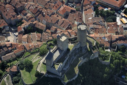 France, Ariège (09), Foix, le château comtal du Xe-XVe siècle (vue aérienne)