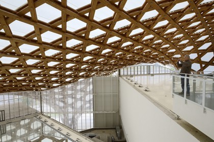 France, Moselle (57), Metz, quartier de l'Amphithéâtre, le Centre Pompidou-Metz, centre d'art conçus par les architectes Shigeru Ban et Jean de Gastines