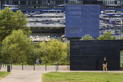 France, Herault, Montpellier, Port Marianne district, the City Hall designed by architects Jean Nouvel and François Fontes