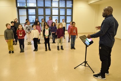 France, Bas-Rhin (67), Strasbourg, répétition de la chorale des Gospel Kids sous la direction du maitre de chœur Alfonso Nsangu