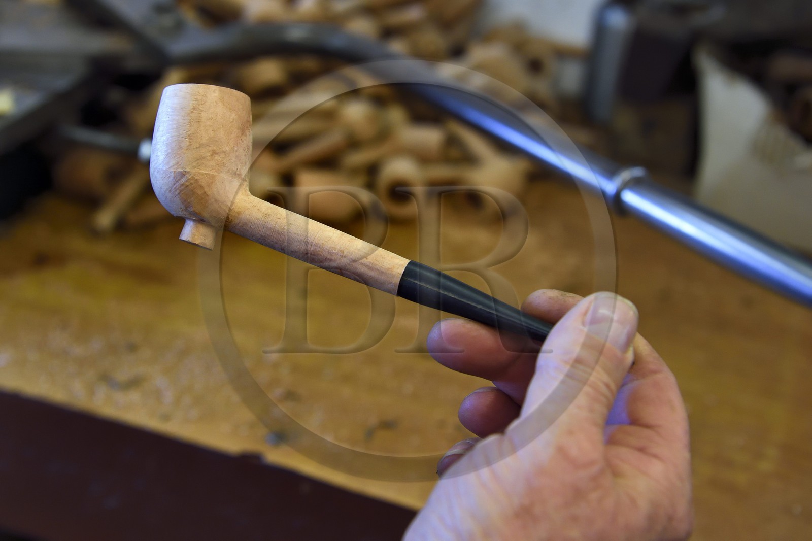 France, Var, Presqu'ile de Saint-Tropez, Cogolin, pipe manufacturer Courrieu, the briar root pipe