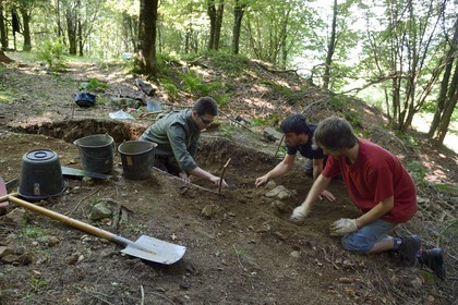 France, Haut Rhin, Sainte-Marie-aux-Mines, archaeological field of a forge and housing on the edge of a silver mine in Berg Armo