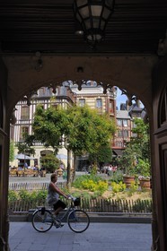 France, Seine Maritime, Rouen, place de la Pucelle, Hôtel de Bourgtheroulde was built in the first half of the sixteenth century by Guillaume Le Roux and presents the joint influences of Gothic and Renaissance style