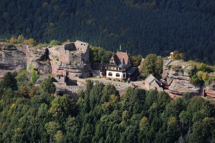 France, Bas Rhin, le Haut-Barr Castle (aerial view)