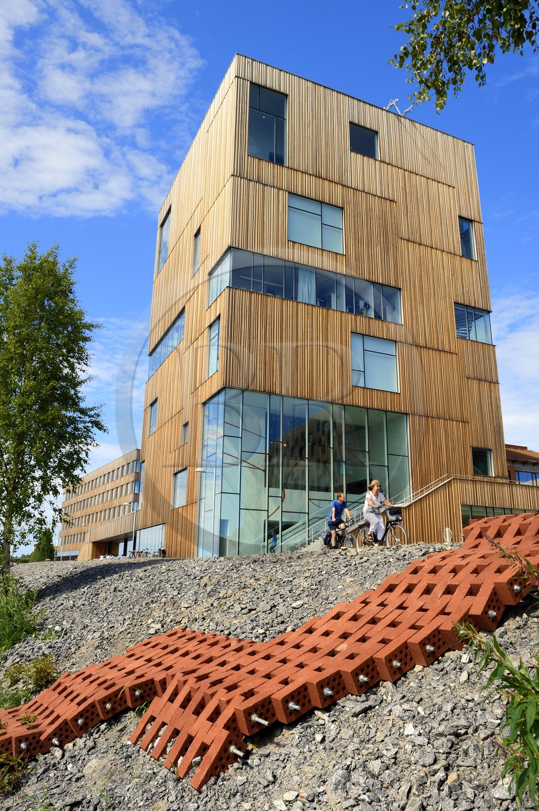 Suède, Comté de Vasterbotten, Umea, le Bildmuseet (Musée d'art contemporain et de la culture visuelle) à Umea Arts Campus en bordure de la rivière Ume (Umeälven)