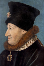 France, Côte-d'Or (21), Dijon, zone classée Patrimoine Mondial de l'UNESCO, Musée des Beaux-Arts dans l'ancien palais des ducs de Bourgogne, portraits des Ducs de Bourgogne (détail), Philippe le Hardi (duc de 1363 à 1404)