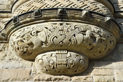 France, Moselle, Metz, Imperial district, railway station, built between 1905 and 1908 by the Berliner architect Jurgen Kruger, friezes with Celtic motifs