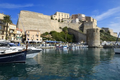 France, Haute Corse, Calvi, the harbour overlooked by the citadel