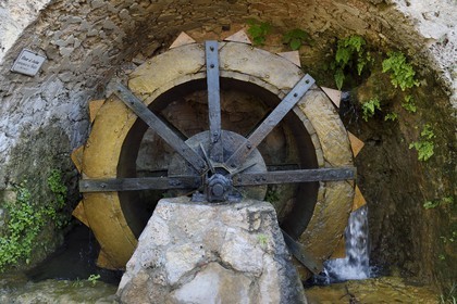 France, Var (83), Provence Verte, Barjols, ancienne roue à aube d'une tannerie du XVIe siècle