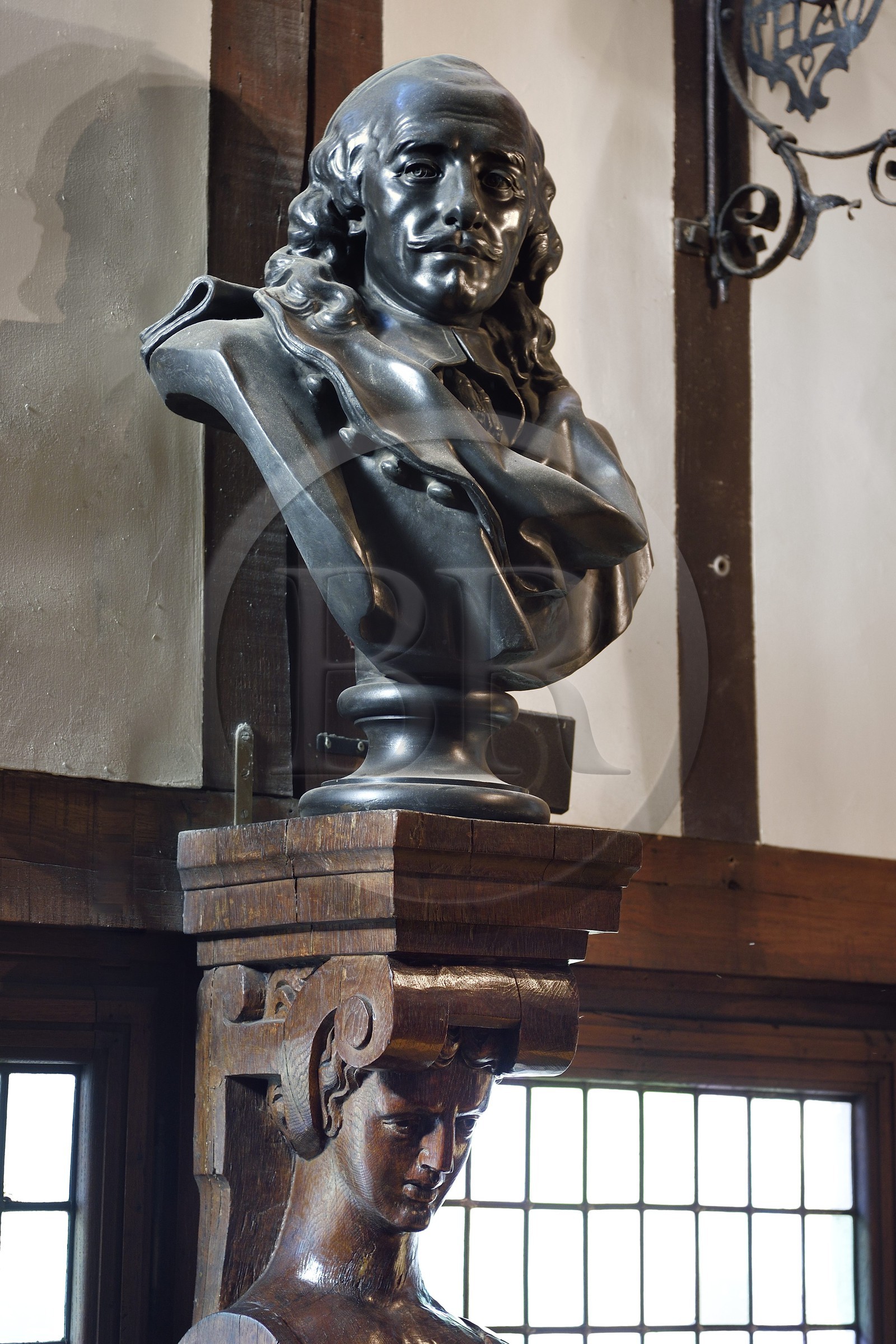 France, Seine-Maritime (76), Rouen, musée Pierre Corneille, buste de Pierre Corneille, bronze de Barbedienne d'après le marbre de Caffieri