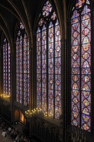 France, Paris (75), ile de la Cité, la Sainte Chapelle, les vitraux de la Chapelle Haute
