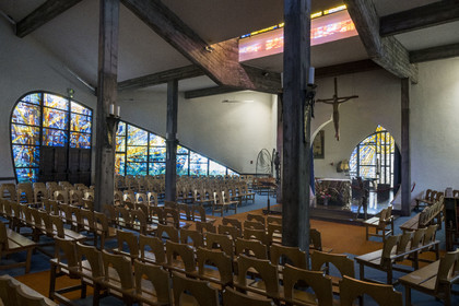 France, Herault, La Grande-Motte, labeled 20th century heritage, Saint Augustin church by architects Jean Balladur and Jean-Bernard Tostivint