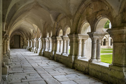 France, Côte-d'Or (21), Marmagne, l'abbaye cistercienne de Fontenay classée au Patrimoine Mondial de l'UNESCO, le cloître