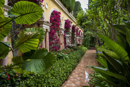 France, Alpes-Maritimes, Saint Jean Cap Ferrat, Villa and Gardens Ephrussi de Rothschild, the patio of the spanish garden