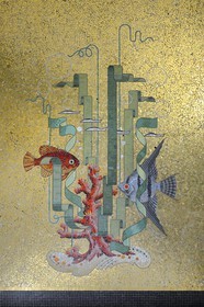 France, Ille-et-Vilaine, Rennes, Odorico House in Joseph Sauveur street, Isidore Odorico mosaics in the bathroom