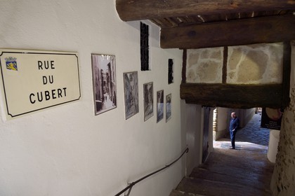 France, Var, Bormes les Mimosas, covered walkway of rue du Cubert in the old town