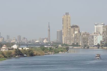 Egypt, Cairo, the Nile and the Cairo Tower by architect Naoum Chebib