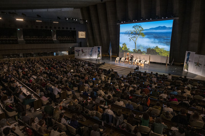 France, Paris, UNESCO Headquarters, conference at Earth University on November 25, 2022, Papuan Chief Mundiya Kepanga