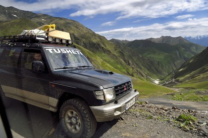 Georgia, Kakheti, Tusheti National Park, the spectacular track connecting Telavi to Omalo at the Abano Pass (2826 metres)
