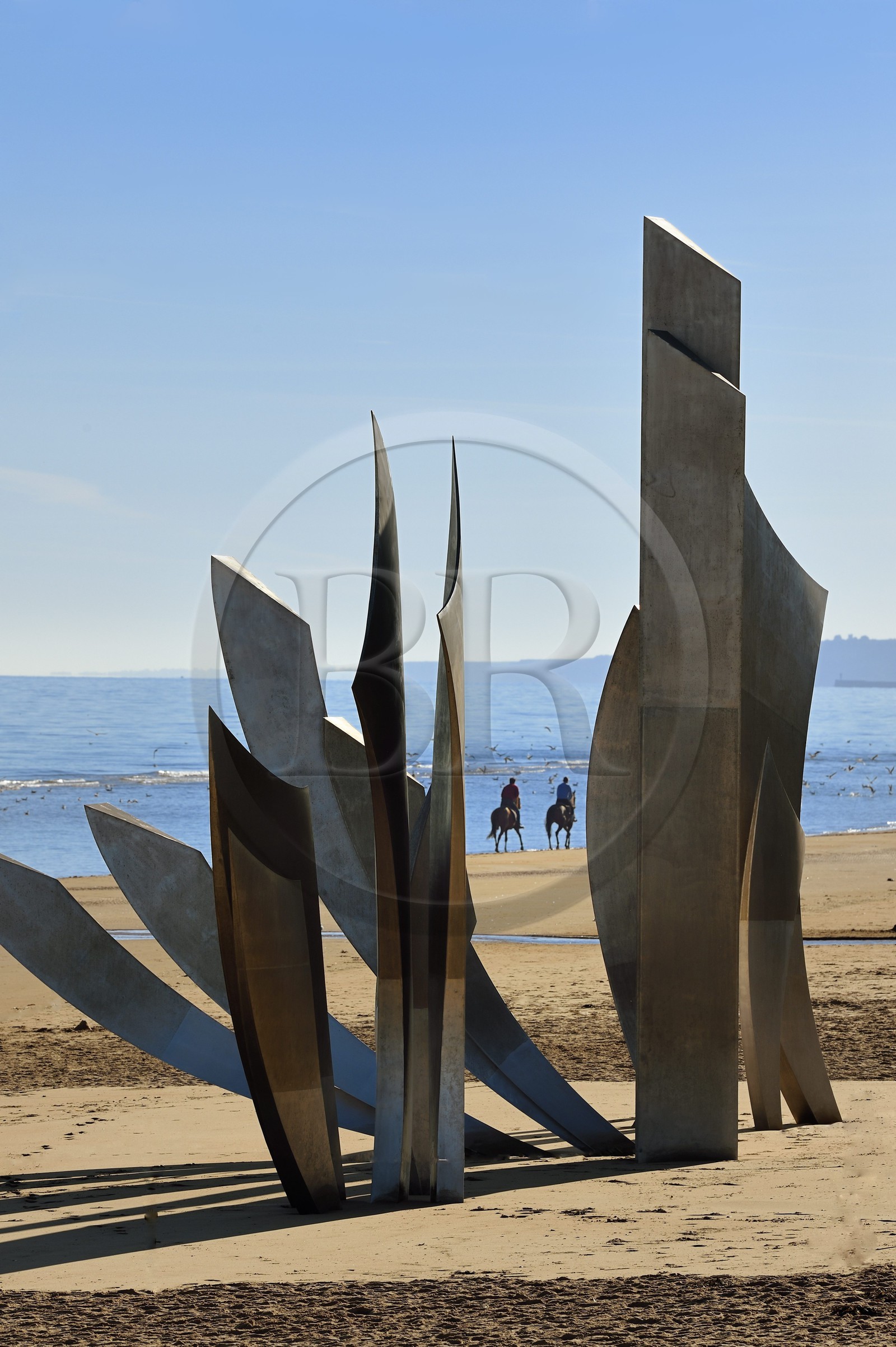 France, Calvados (14), Saint-Laurent-sur-Mer, Omaha Beach, mémorial Les Braves œuvre de la sculptrice Anilore Banon