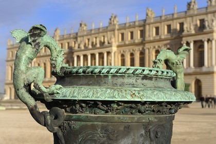 France, Yvelines, Chateau de Versailles, listed as World Heritage by UNESCO, one of the bronze vases surrounding the castle