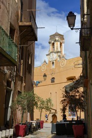 France, Haute Corse, Bastia, the Citadel district of Terra Nova, the palace of the Genoese governors that hosts the Musee d'Histoire de Bastia (Museum of Bastia History), main entrance by the old drawbridge on the Dungeon place