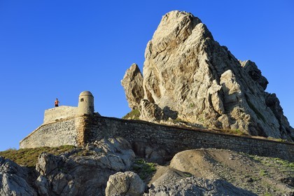 France, Var (83), Iles d'Hyères, parc national de Port Cros, Ile de Porquerolles, la batterie des Mèdes au cap des Mèdes