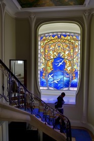 France, Meurthe-et-Moselle (54), Nancy, la maison Bergeret de style Art Nouveau, vitrail de Jacques Gruber