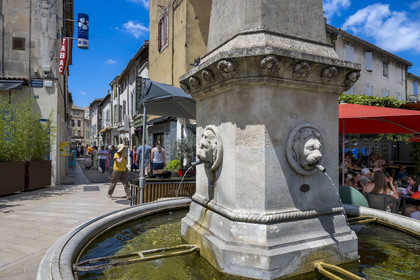 France, Bouches du Rhone, Regional Natural Park of the Alpilles, Saint Remy de Provence, Mirabeau Boulevard, Trinity Fountain