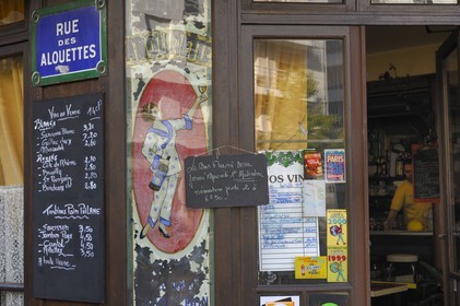 France, Paris, cafe and restaurant le Bar fleuri in the rue du Plateau