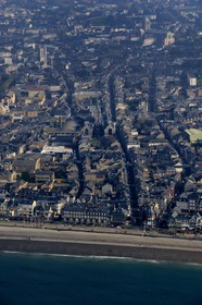 France, Seine-Maritime, Fecamp, the Palais de la Bénédictine in the middle (aerial view)