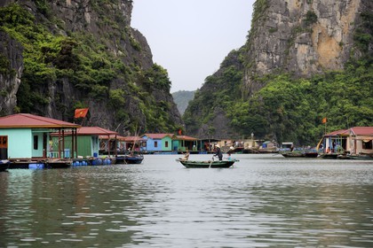 Vietnam, Quang Ninh Province, Halong Bay, listed as World Heritage by UNESCO, fishing floating village of Vong Vieng