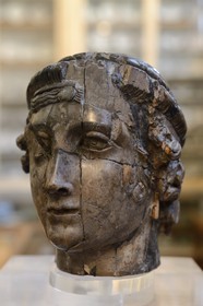 France, Isere, Vienne, Fine Arts and Archaeology Museum on the first floor of the old grain market, head-shaped box of ivory dating from the 4th century