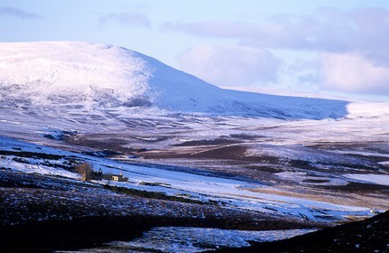 Royaume-Uni, Ecosse, Aberdeenshire, les collines enneigées