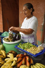 Nicaragua, Masaya, Catarina, fruits and vegetables saleswoman