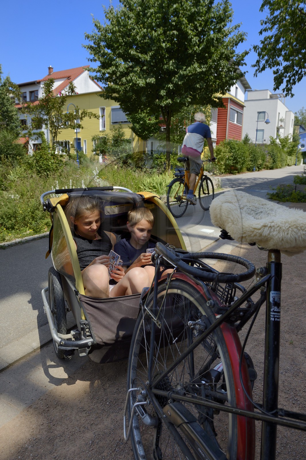 Allemagne, Bade-Wurtemberg, Fribourg en Brisgau, quartier écologique Vauban, la plupart de ses habitants vivent sans voiture