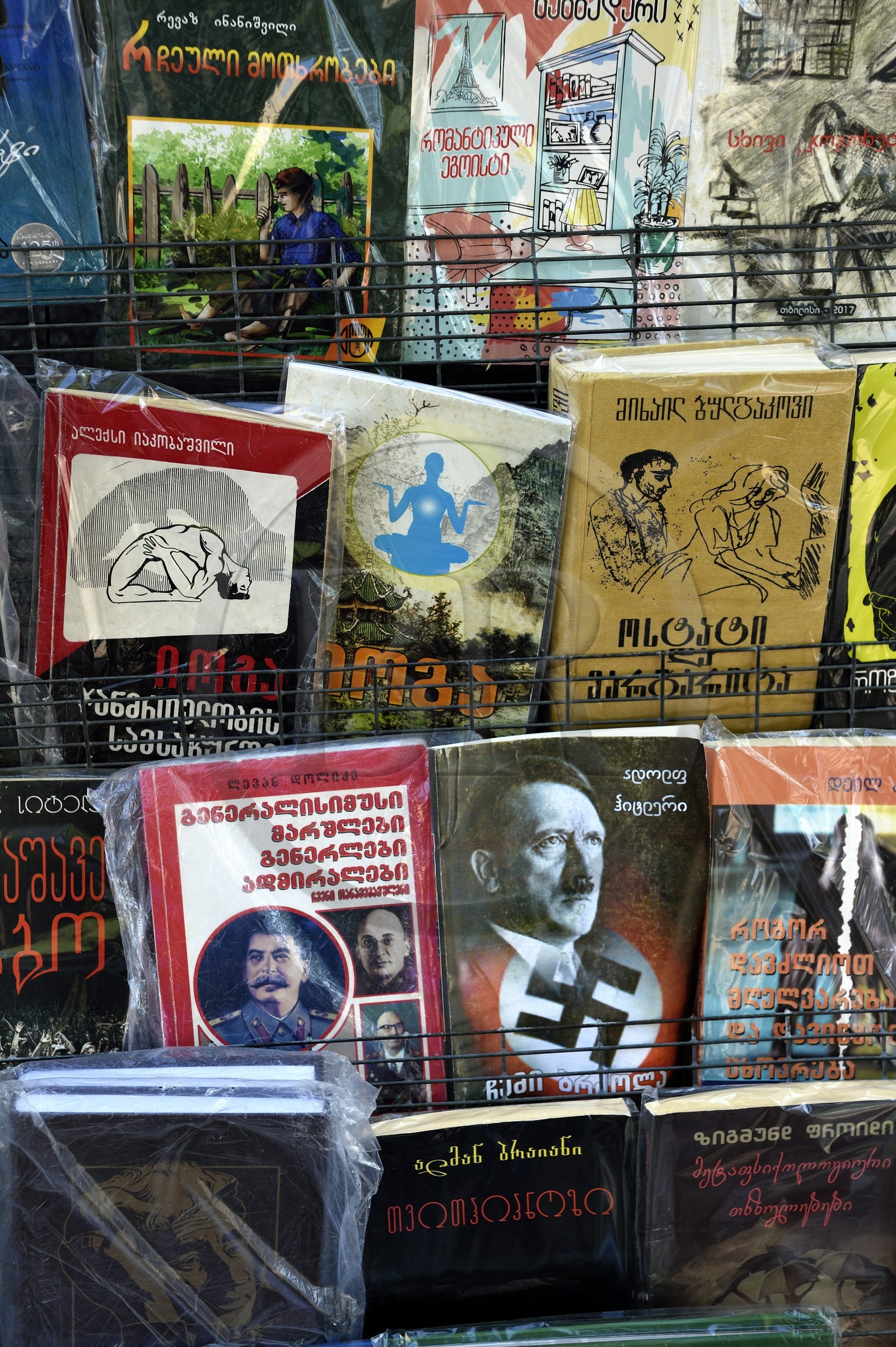 Géorgie, Tbilissi, Shota Rustaveli avenue, librairie de rue, livres sur Hitler et Staline Géorgie, Tbilissi, Shota Rustaveli avenue, librairie de rue, livres sur Hitler et Staline