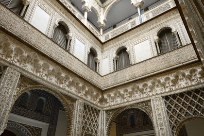 Espagne, Andalousie, Séville, Alcazar de Séville (Reales Alcazares de Sevilla), classé Patrimoine Mondial de l'UNESCO, Patio des Poupées (Patio de las Munecas)