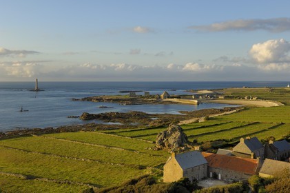 France, Manche (50), Cap de la Hague, le phare du petit port de Goury et le hameau de la Roche