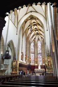 France, Haut-Rhin (68), Route des vins d'Alsace, Thann, la collégiale Saint-Thiebaut du XIVème siècle