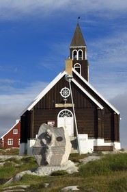 Groenland, cote ouest, baie de Disko, Ilulissat, l'église de Sion a été construite à la fin du XVIIIe siècle