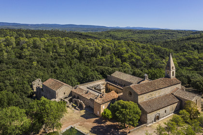 France, Var (83), Le Thoronet, 12th century Cistercian abbey (aerial view)