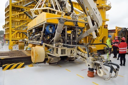 Norway, Ostfold County, Halden, Nexans Aurora cable-laying vessel, the Capjet 2 ROV (Remotely Operated Vehicle) gives complete solutions for cable protection, jetting and installation of mechanical protection systems