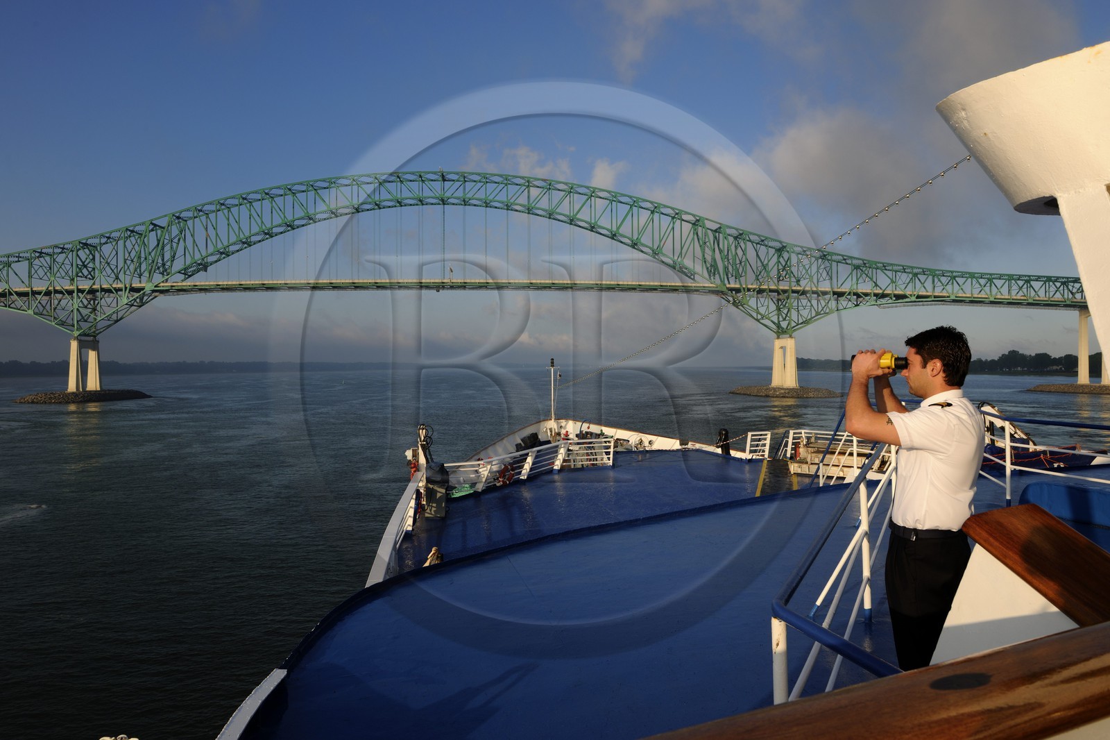 Canada, Quebec Province, bridge over Saint Lawrence River at Trois-Rivieres seen from cruise ship Princess Danae