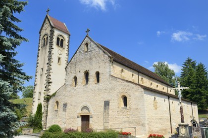 France, Haut-Rhin (68), Sundgau, Feldbach, église Saint-Jacques du XIIème siècle, ancien prieuré fonde par Frederic 1er Comte de Ferrette en 1145