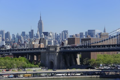 Etats-Unis, New York, Manhattan, Manhattan Bridge et Empire State Building